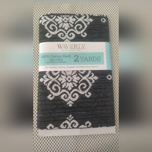 Waverly Inspirations 2 Yard Cut 100% Cotton Duck Print Fabric Ikat Black NWT